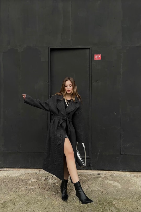 Zikzak Oversize Maxi Kaban Antrasit