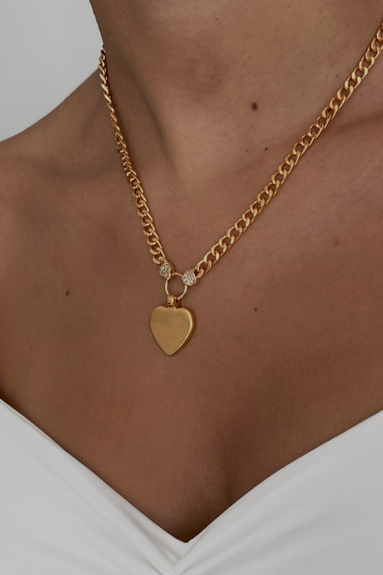 Charm Heart Kolye Gold