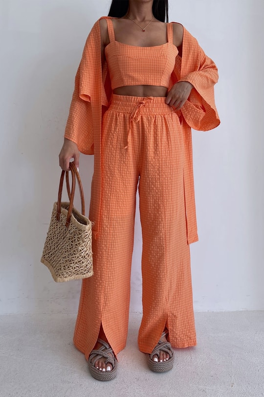 Gofre Orange Üçlü Takım Oranj