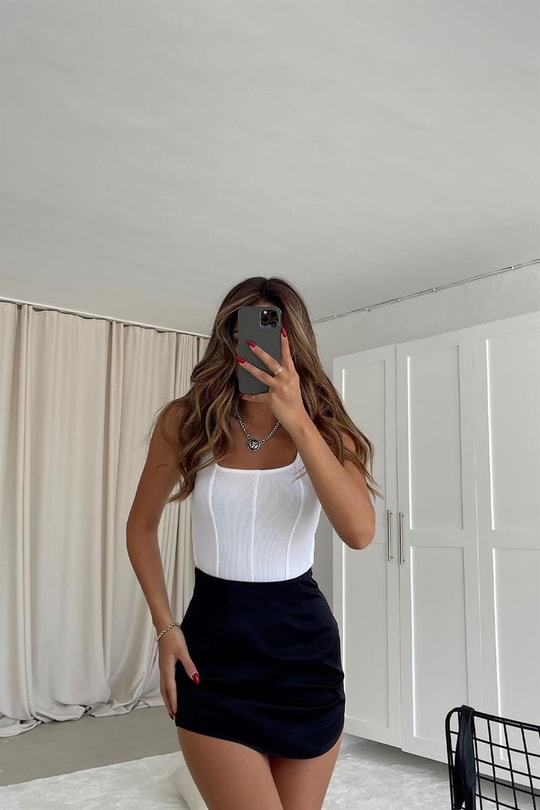 Korse Triko Bluz Beyaz
