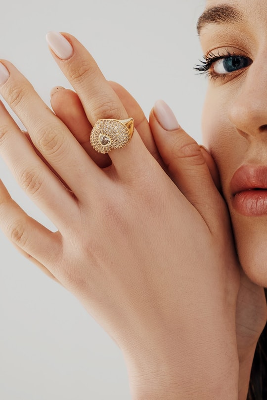 Luxury Shine Kalp Yüzük Gold