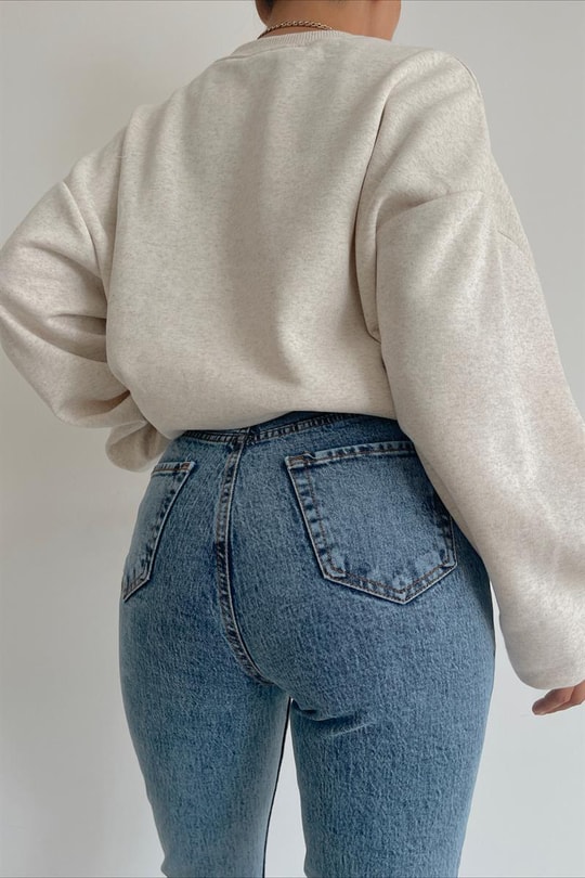 Paça Detaylı Mom Jean Buz Mavi