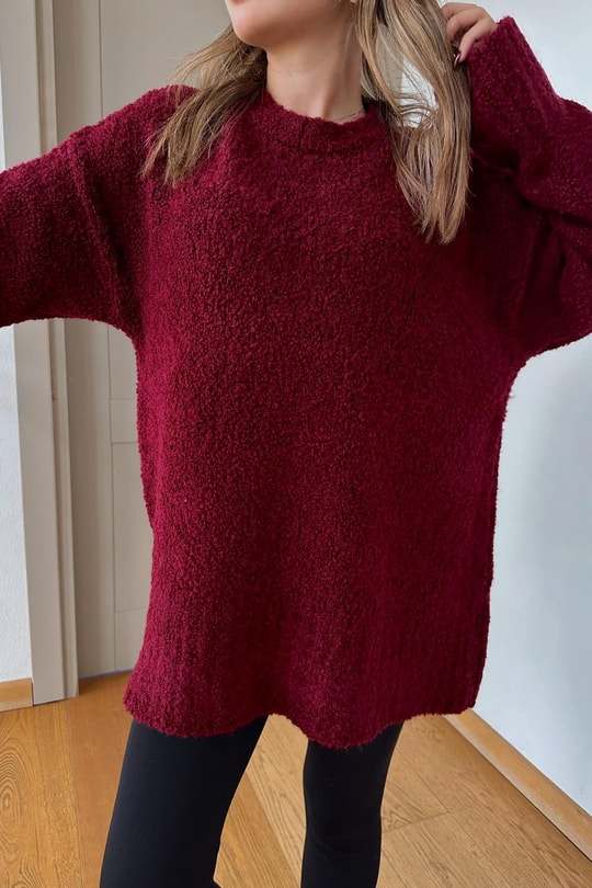 Buklet Oversize Kazak Bordo