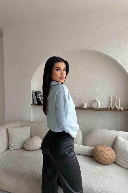 Fermuar Detay Çelik Örme Triko Şeker Pembe