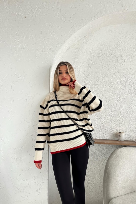 Line Balıkçı Kazak Krem