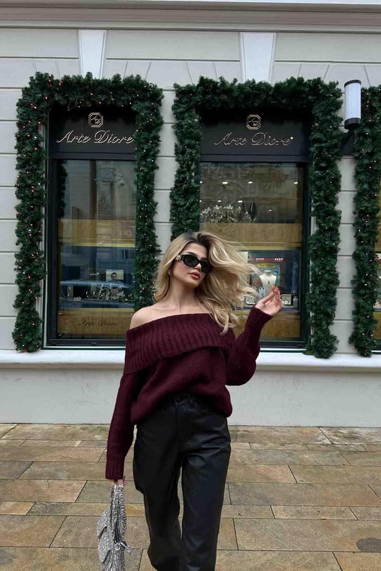 Madonna Yaka Triko Kazak Bordo