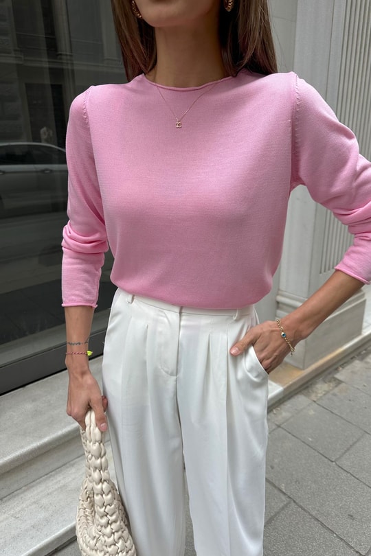 Merserize Tül Triko Pembe