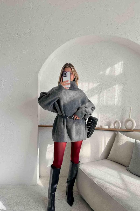 Oversize Boğazlı Kazak Antrasit