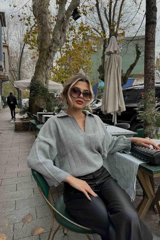 Relax Kalıp Triko Gri