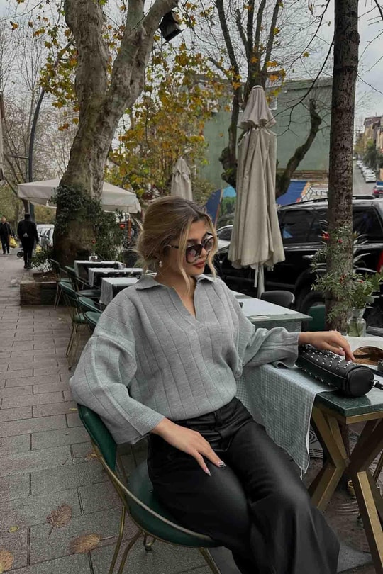 Relax Kalıp Triko Gri