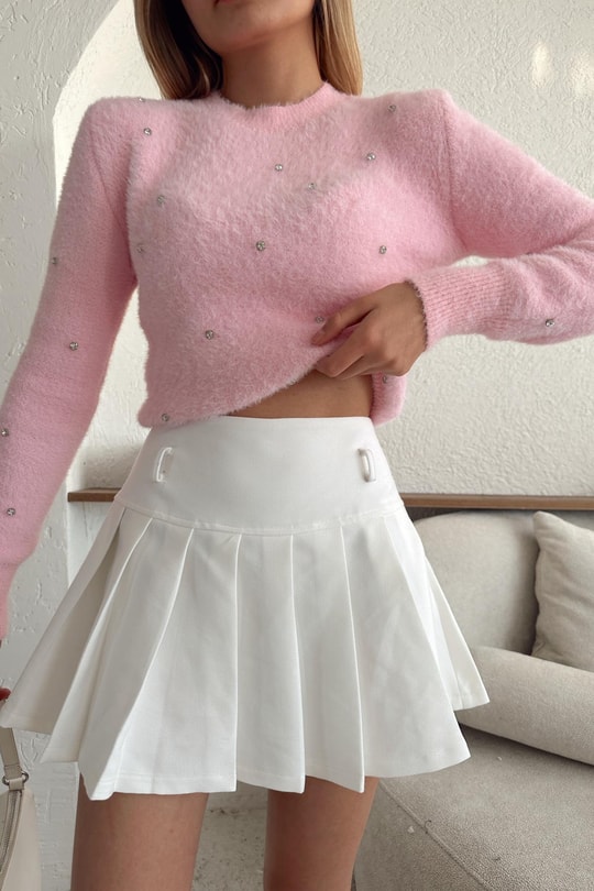 Taşlı Yumoş Kazak Pembe