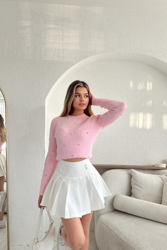 Taşlı Yumoş Kazak Pembe
