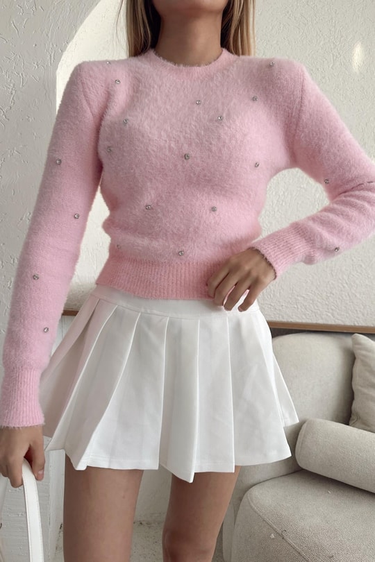 Taşlı Yumoş Kazak Pembe