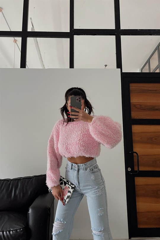 Yumoş Crop Kazak Pembe