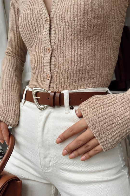 Jessica Oval Tokalı Kemer Taba
