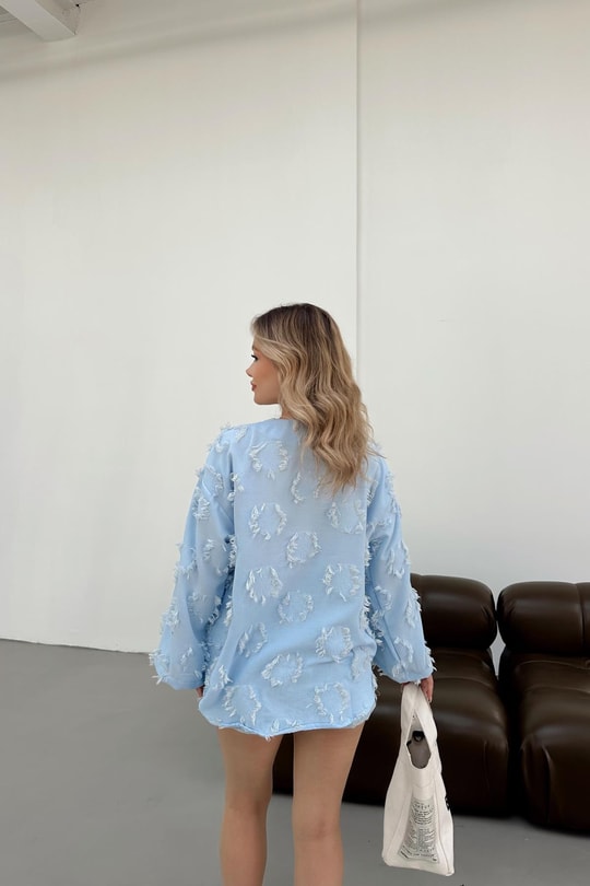 Nakışlı Kimono Mavi
