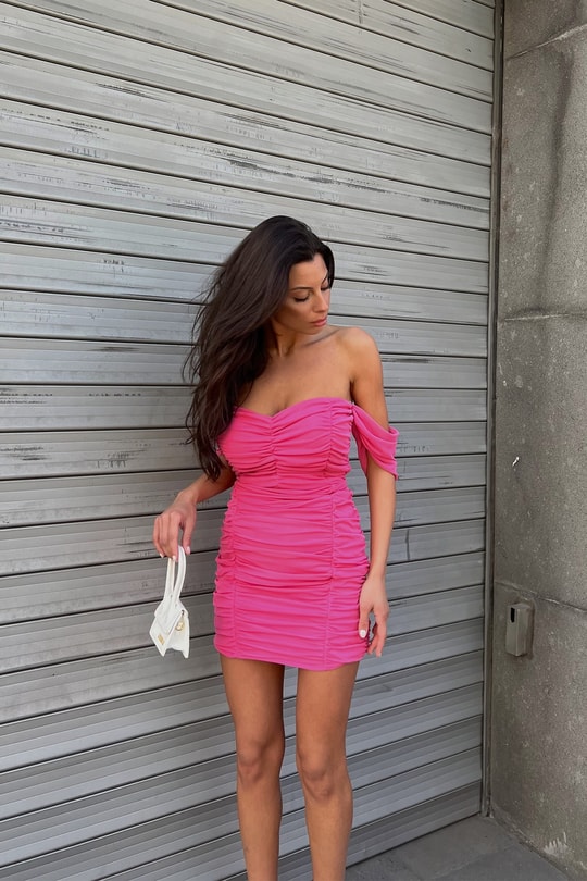 Büzgülü Candy Elbise Pembe