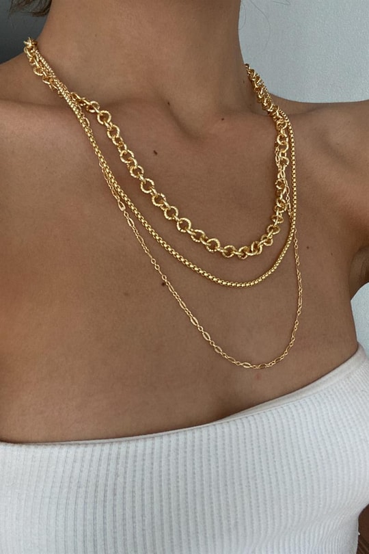 3'lü Zincir Kolye Gold