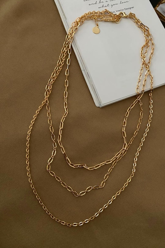 Chain Üçlü Kolye Gold