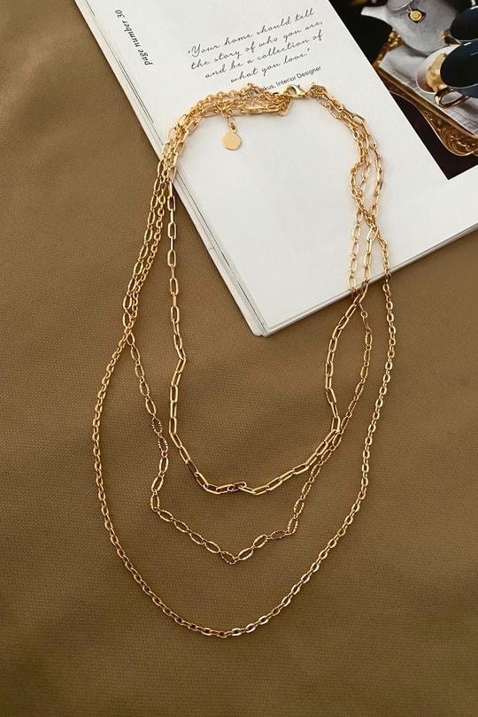Chain Üçlü Kolye Gold