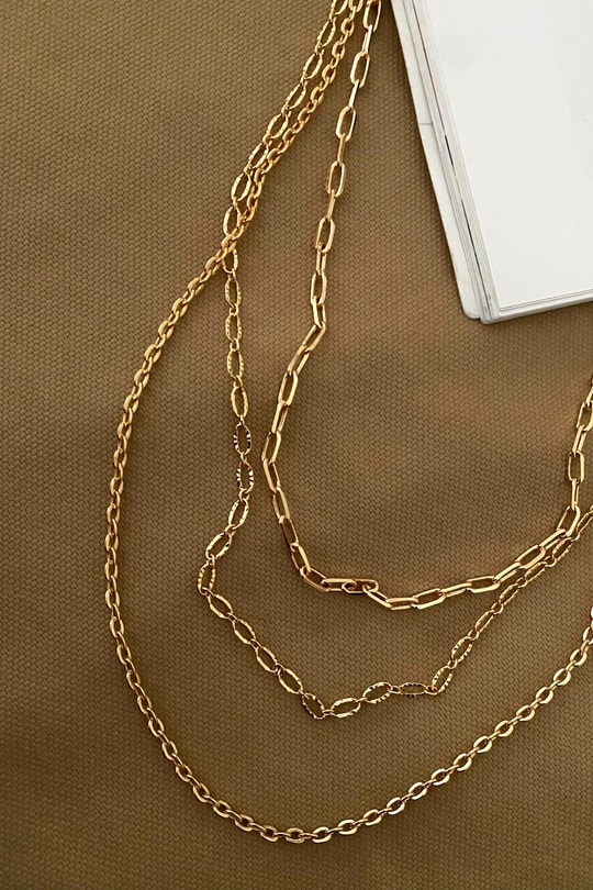 Chain Üçlü Kolye Gold