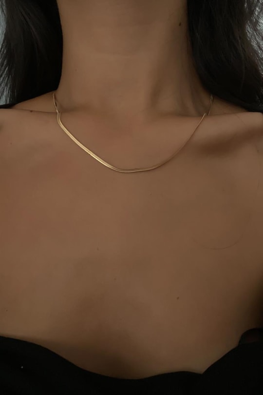 İtalyan Tiana İnce Zincir Kolye Gold
