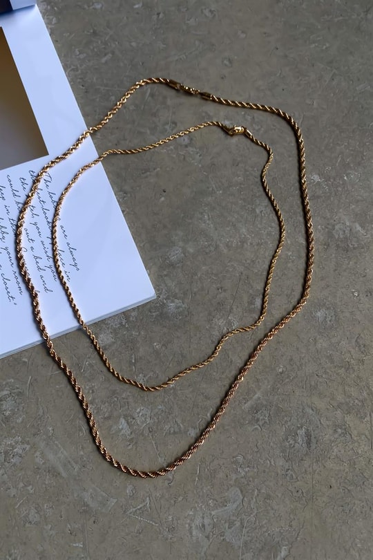 Sarmal Zincir İnce Kolye Gold