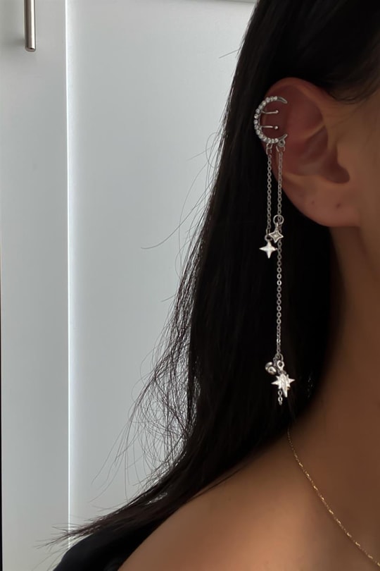 Ay Işığı Earcuff Gümüş