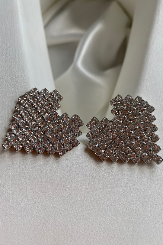 Glitter Kalp Küpe Gümüş