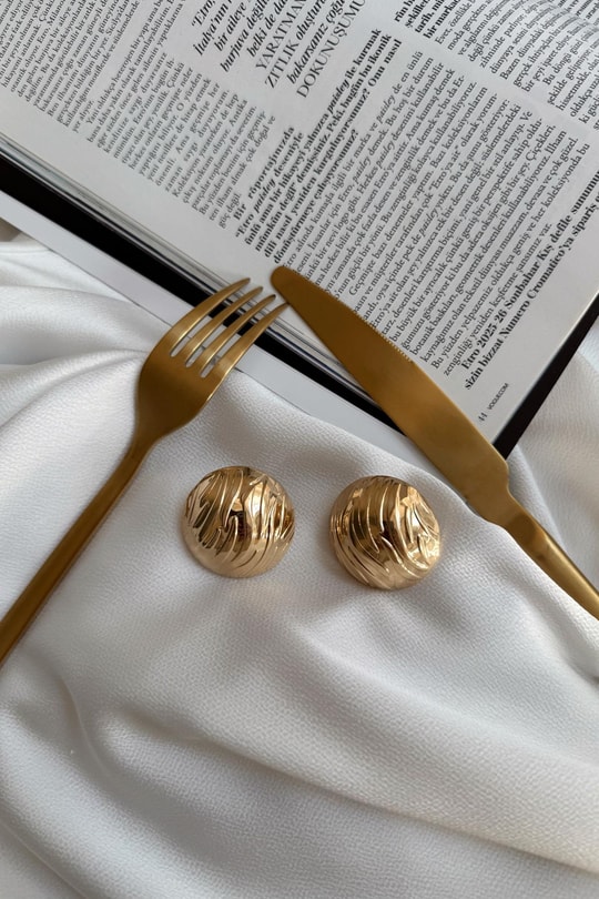 Gold Bombeli Küpe Gold