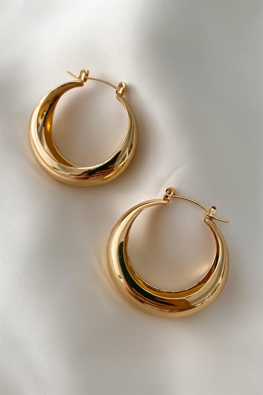 Halka Moon Küpe Gold