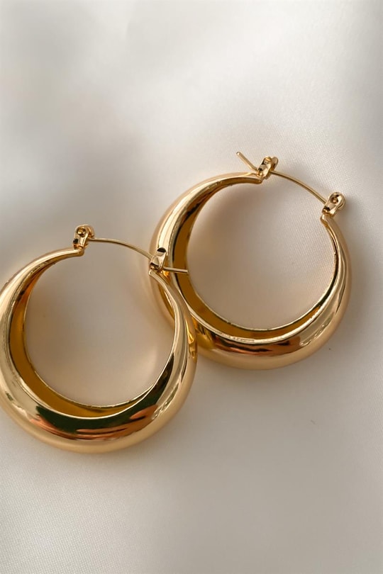 Halka Moon Küpe Gold
