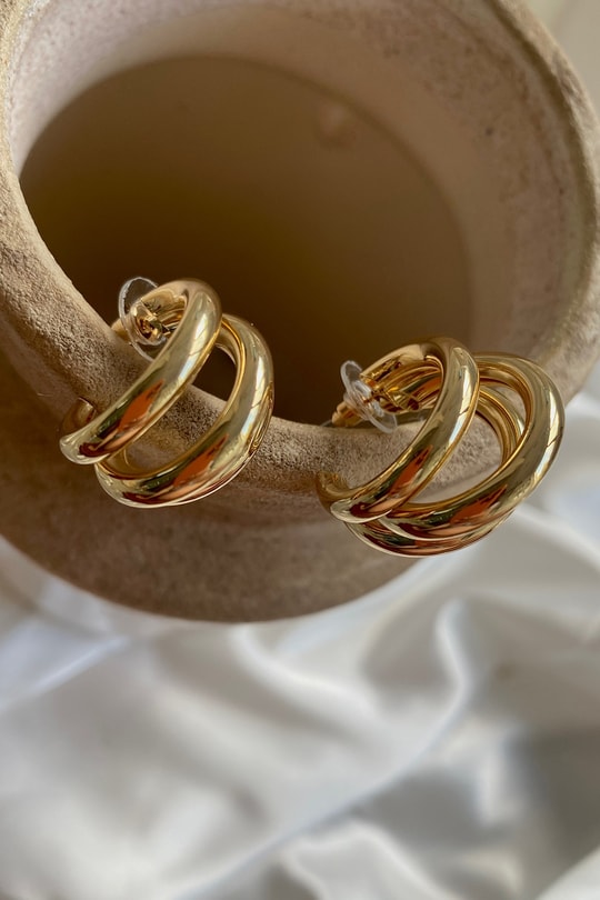 İç İçe Geçmeli Halka Küpe Gold