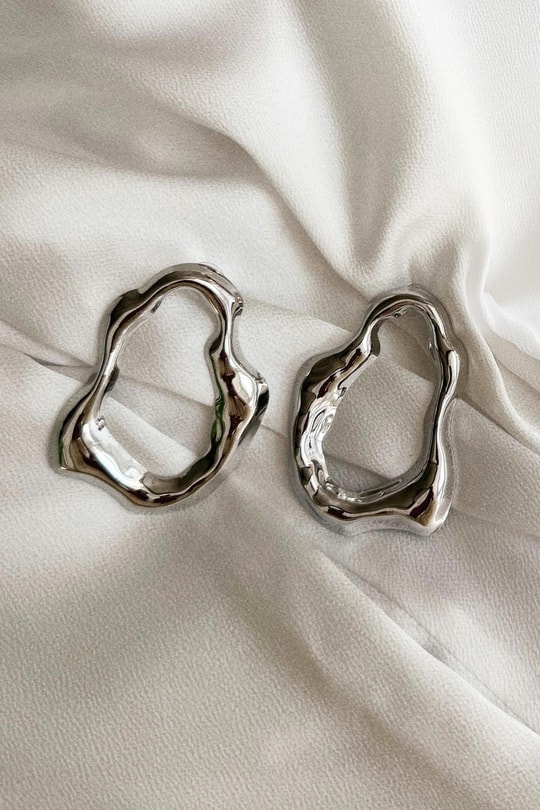 Metal Oval Küpe Gümüş