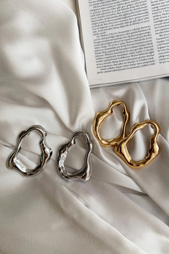 Metal Oval Küpe Gümüş