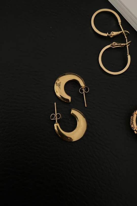 Moon Halka Çelik Küpe Gold