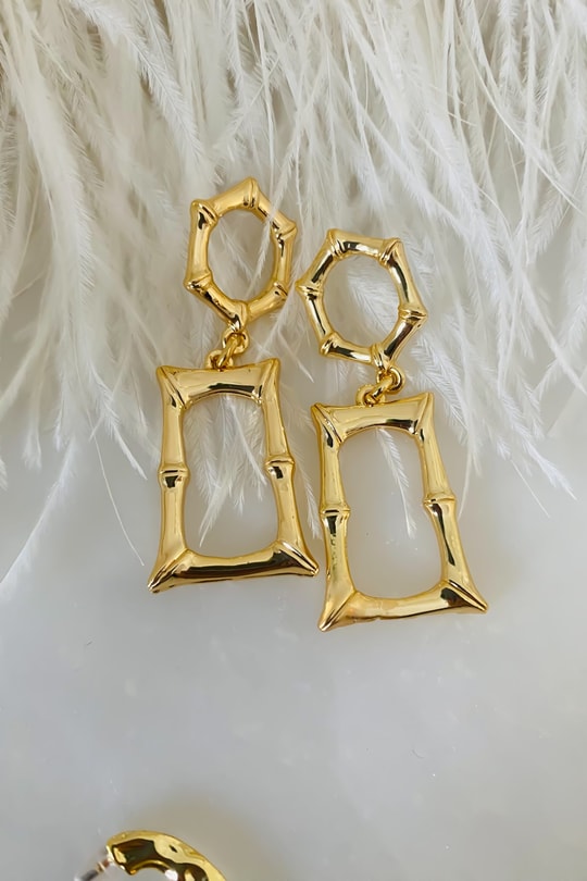 Oldish Dikdörtgen Küpe Gold