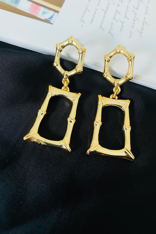 Oldish Dikdörtgen Küpe Gold
