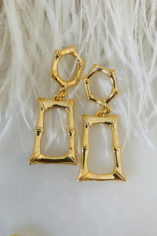 Oldish Dikdörtgen Küpe Gold