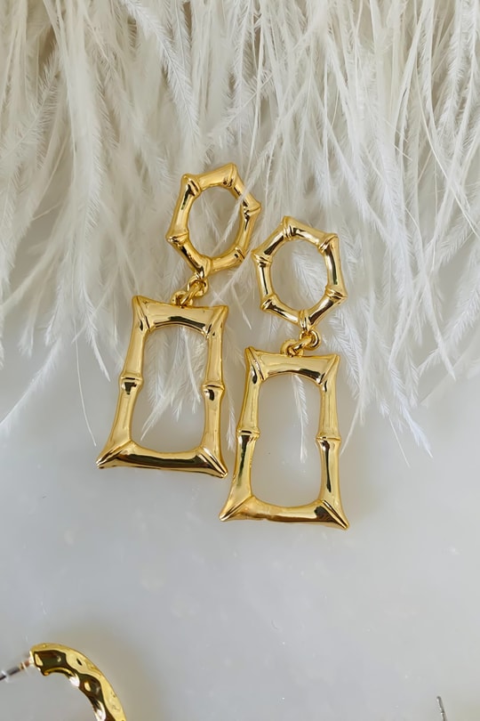 Oldish Dikdörtgen Küpe Gold