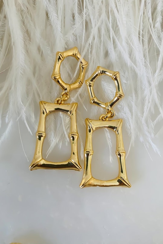 Oldish Dikdörtgen Küpe Gold