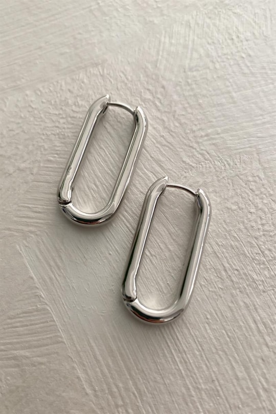 Oval Küpe Gümüş