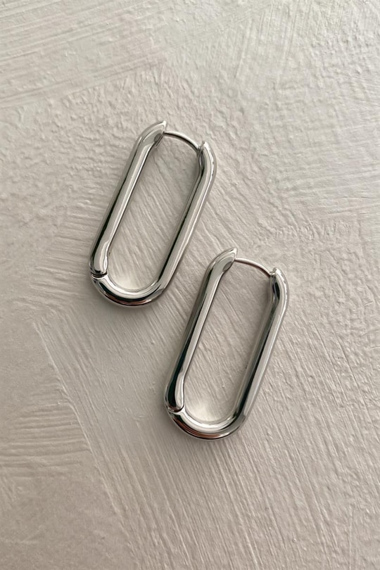 Oval Küpe Gümüş