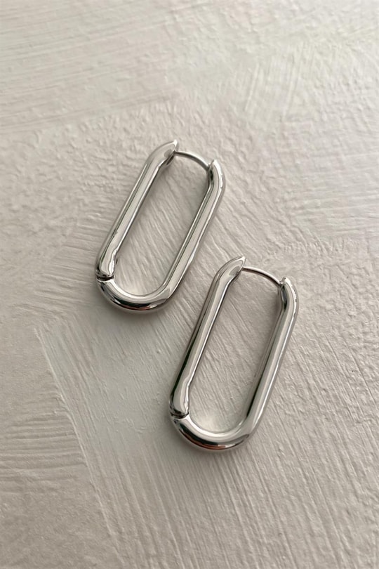 Oval Küpe Gümüş