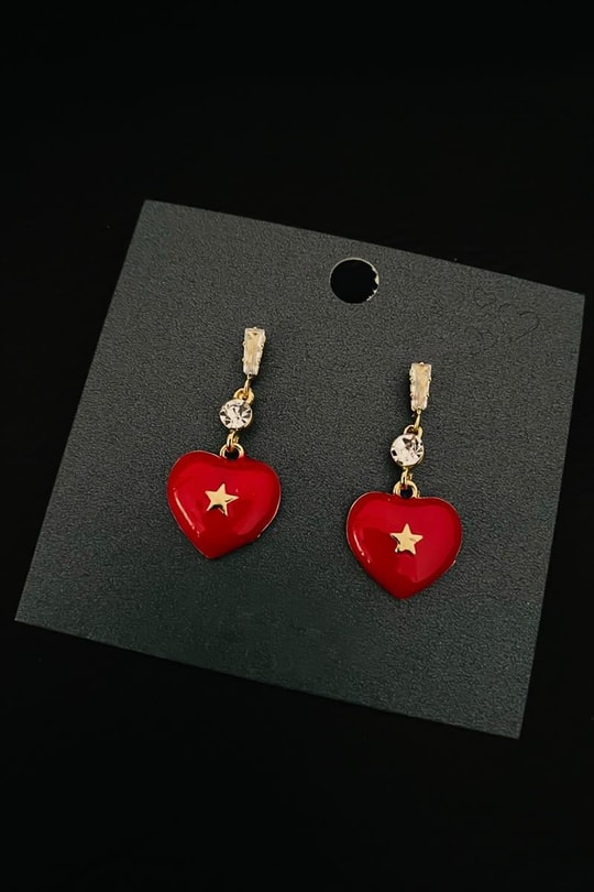 Red Heart Su Yolu Küpe Kırmızı