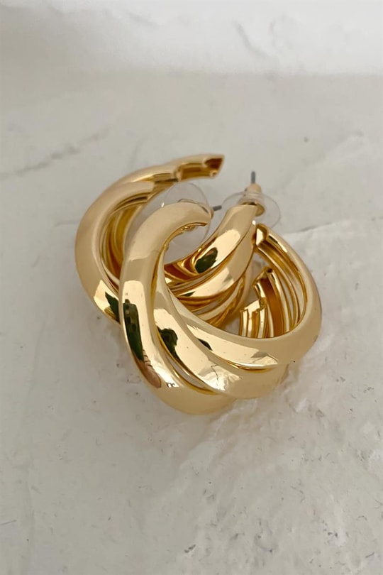 Sarmal Halka Küpe Gold