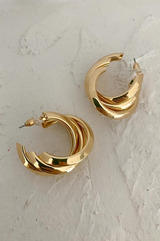 Sarmal Halka Küpe Gold