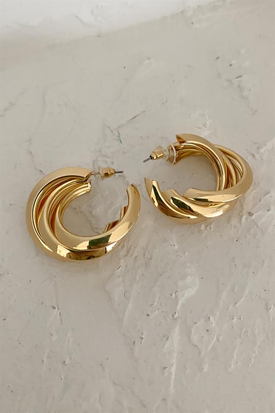 Sarmal Halka Küpe Gold
