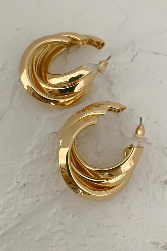 Sarmal Halka Küpe Gold