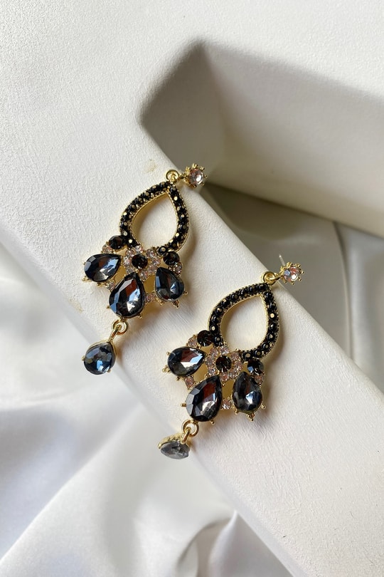 Su Damlası Luxury Küpe Siyah